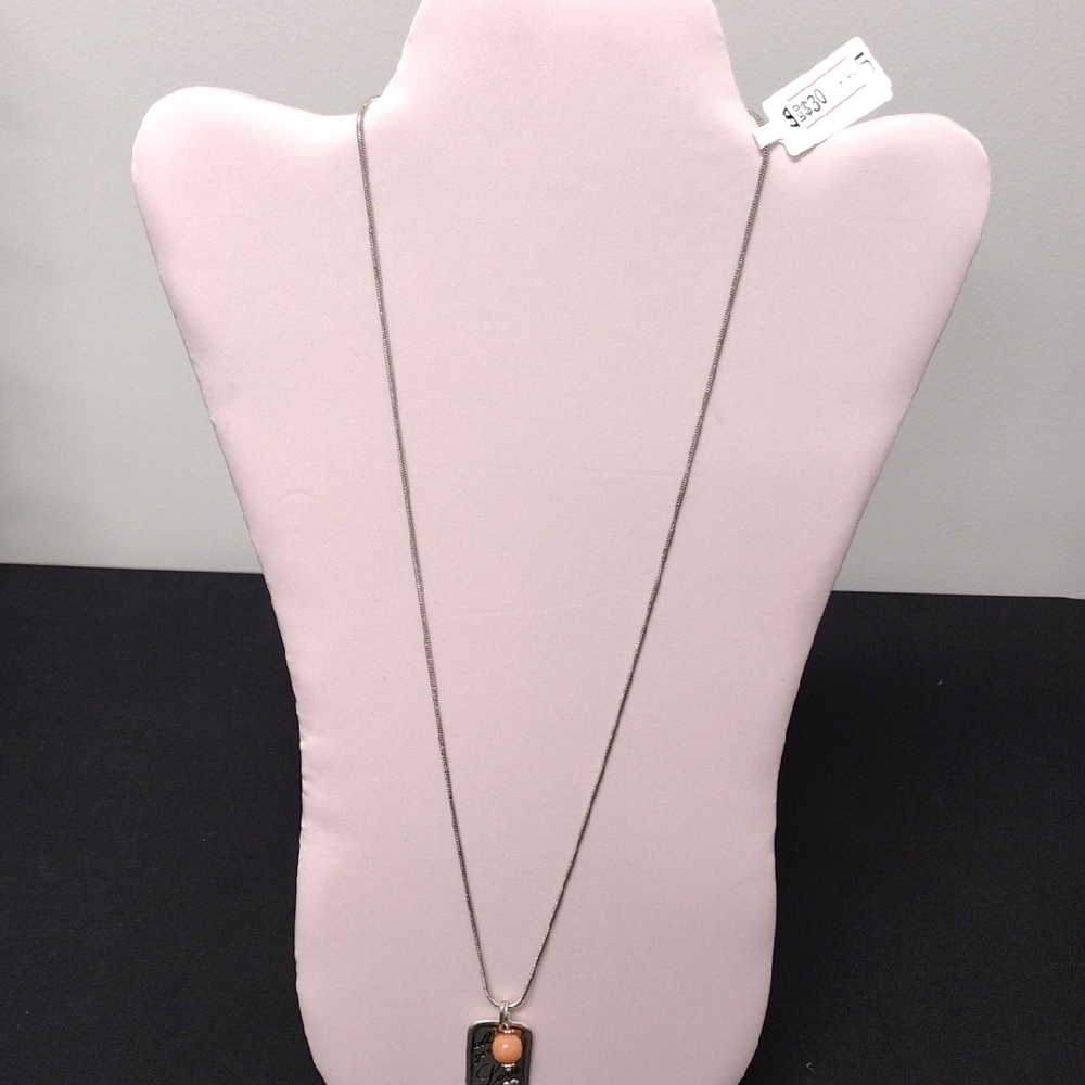 Elegant Silver and Orange Pendant Necklace
